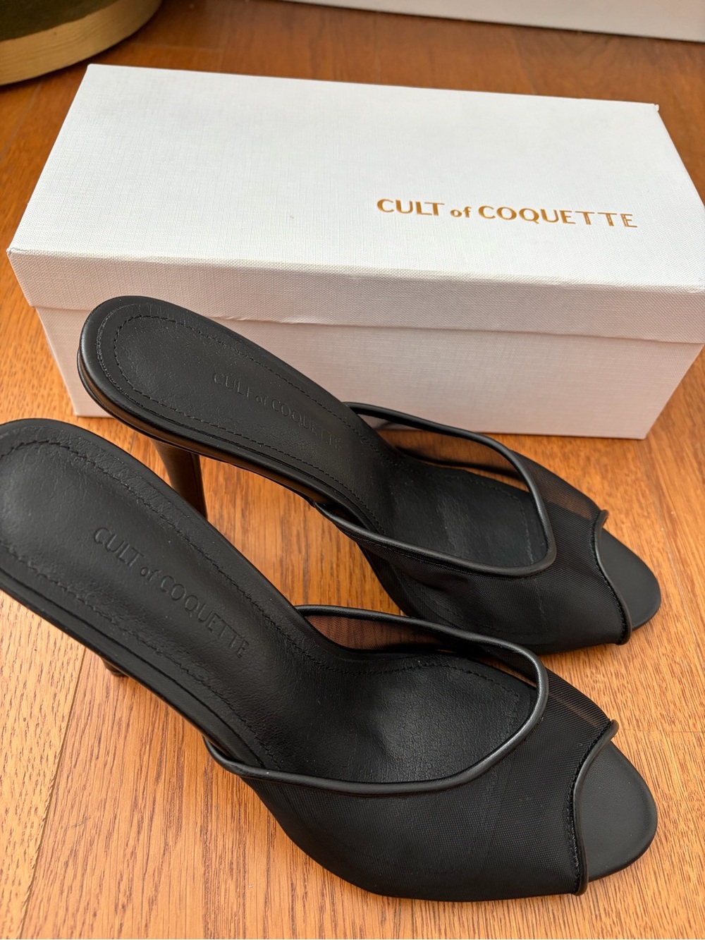 Cult of Coquette Ford mesh open toe mules NEW